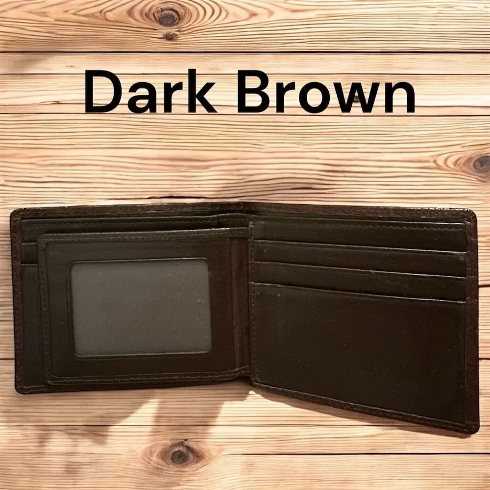 Louis Quatorze Men's Rich Brown Leather Bifold Wallet Logo Accent Multi Card ID